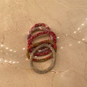 Red, white, gold sashka Nepal bracelets